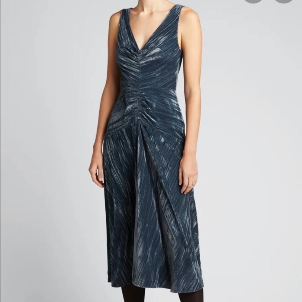 NWT Vince ruched textured velvet dress